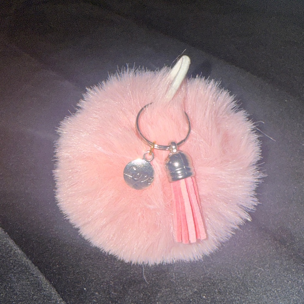 Chic Pink Fluffy Keychain with Tassel